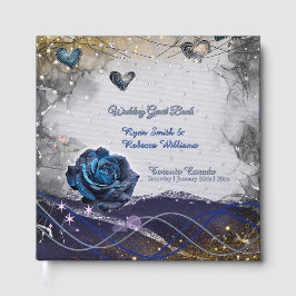 Visitas Libro de Firmas Boda Navy Plata Dorado