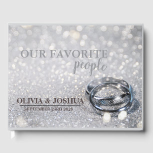 Visitas Libro de Firmas de Anillos con Purpurina Bodas L