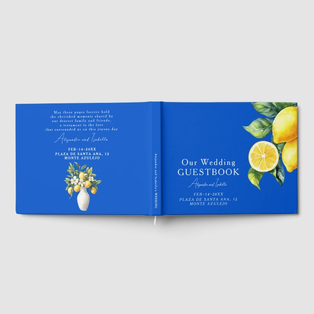 Visitas Libro de firmas de boda Azul & Limone Romance  (Lleno)
