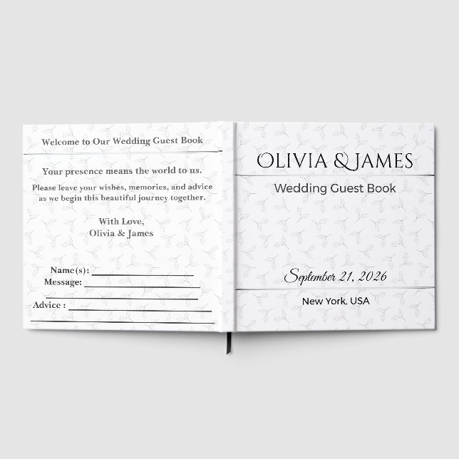 Visitas Libro de Firmas de Boda Botánico Elegante Recuerdo (Lleno)