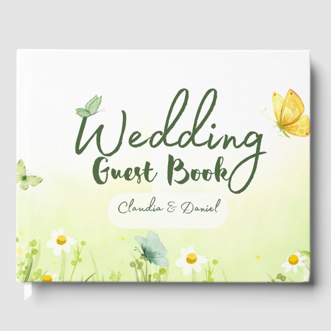 Visitas Libro de Firmas de Boda Butterfly & Daisy – Waterc (Anverso)