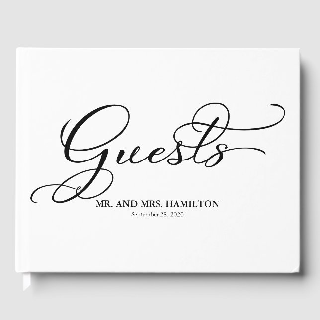 Visitas Libro de Firmas de Boda Caligrafía Elegante (Anverso)