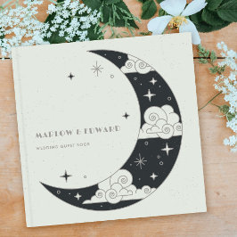 Visitas Libro de firmas de boda celestial Gray Moon & Star