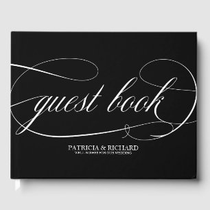 Visitas Libro de Firmas de Boda Chic Negro y Blanco
