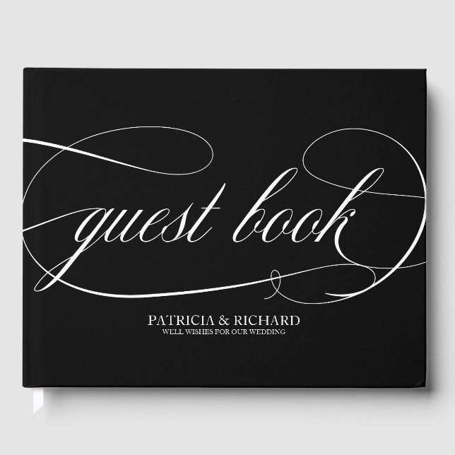Visitas Libro de Firmas de Boda Chic Negro y Blanco (Anverso)