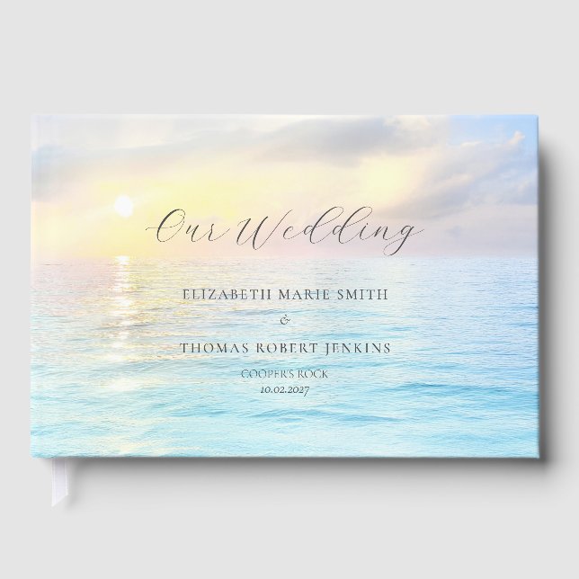 Visitas Libro de Firmas de Boda Coastal Charm (Anverso)