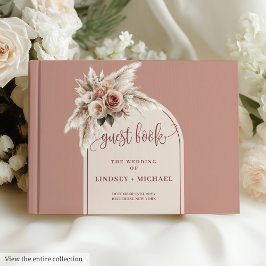 Visitas Libro de firmas de boda con arco de Pampas rosa po