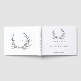 Visitas Libro de firmas de boda con arte de línea floral m