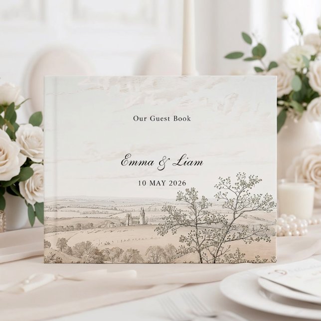Visitas Libro de firmas de boda con estampado de toile de  (Subido por el creador)