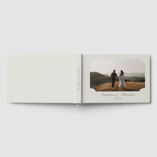 Visitas Libro de firmas de boda con foto elegante en taupe