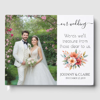 Visitas Libro de firmas de boda con fotos simple elegante