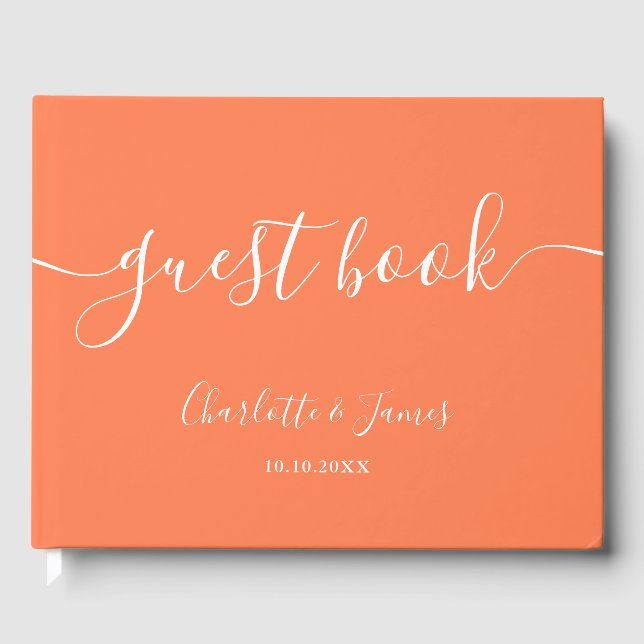 Visitas Libro de firmas de boda con letra coral (Anverso)