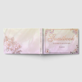 Visitas Libro de firmas de boda con peonía de champán vint