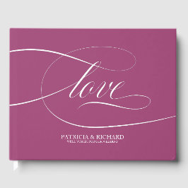 Visitas Libro de firmas de boda de casis rosa elegante sim