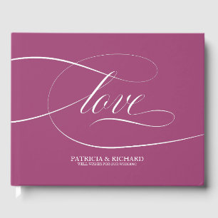 Visitas Libro de firmas de boda de casis rosa elegante sim
