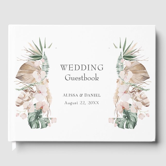 Visitas Libro de firmas de boda de orquídea tropical Monst (Anverso)