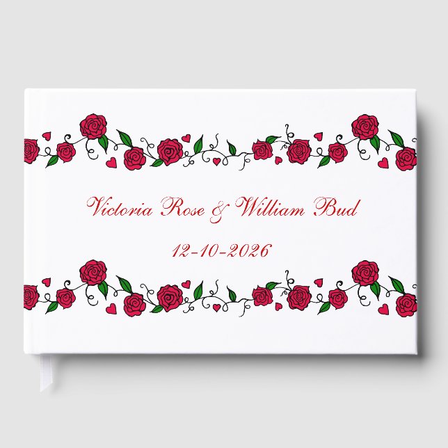 Visitas Libro de firmas de boda de rosa personalizado (Anverso)