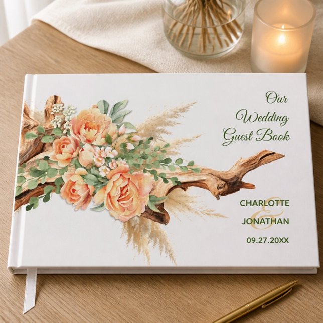 Visitas Libro de firmas de boda de rosas de melocotón y ma (Subido por el creador)