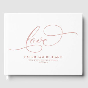 Visitas Libro de Firmas de Boda Elegante con Hojas de Oro 