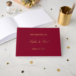 Visitas Libro de firmas de boda elegante de oro de Borgoña