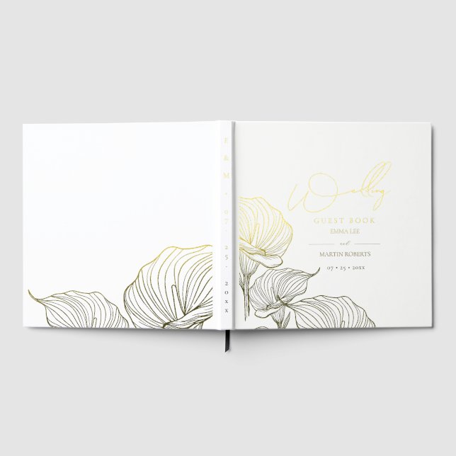 Visitas Libro de firmas de boda elegante rosa dorado botán (Lleno)