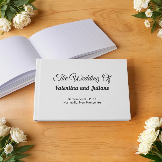 Visitas Libro de firmas de boda en blanco y negro (Typography style black and white wedding guest book)
