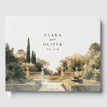 Libro de firmas de boda en jardín italiano de crem