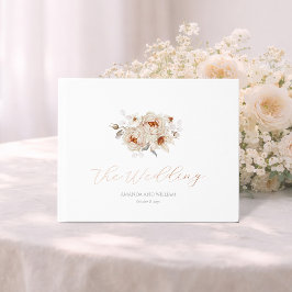 Visitas Libro de firmas de boda floral con lámina de oro