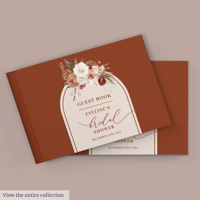 Visitas Libro de firmas de boda floral de pampas de cobre  (Bohemian copper pampas floral bridal guest book

)