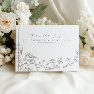 Visitas Libro de Firmas de Boda Floral Sepia Vintage Elega