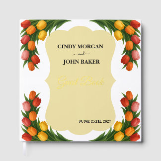 Visitas Libro de firmas de boda floral - Tulipanes