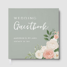 Libro de firmas de boda floral verde salvia meloco