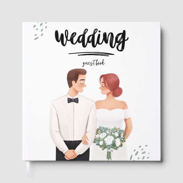 Visitas Libro de Firmas de Boda Ilustrado – Novia Romántic (Anverso)