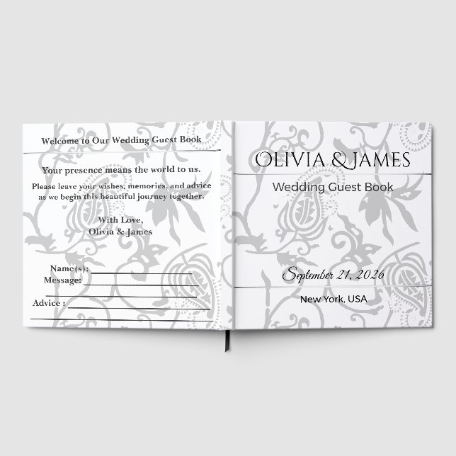 Visitas Libro de Firmas de Boda Lujo Elegante Recuerdo Clá (Lleno)