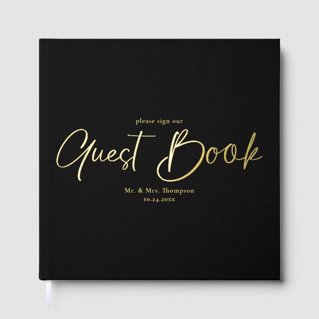 Visitas Libro de firmas de boda personalizado con lámina m (Anverso)