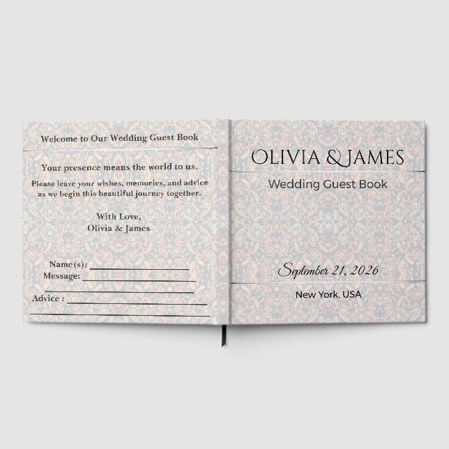 Visitas Libro de Firmas de Boda Personalizado Elegante Amo (Lleno)