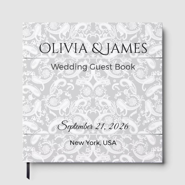 Visitas Libro de Firmas de Boda Personalizado Elegante Luj (Anverso)