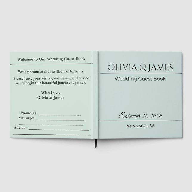 Visitas Libro de Firmas de Boda Personalizado Minimalista  (Lleno)