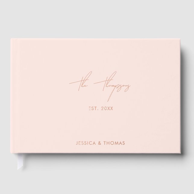 Visitas Libro de firmas de boda personalizado rosa (Anverso)
