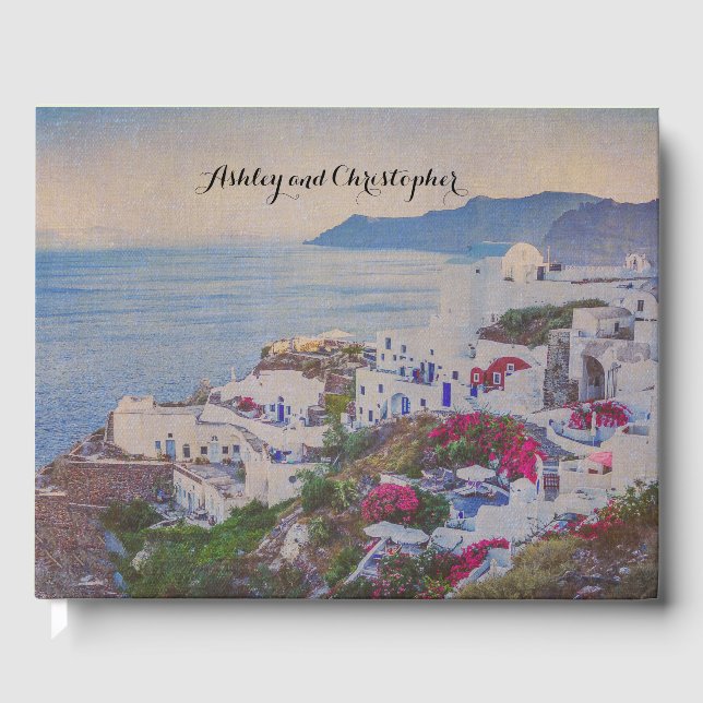 Visitas Libro de firmas de boda personalizado Santorini Gr (Anverso)