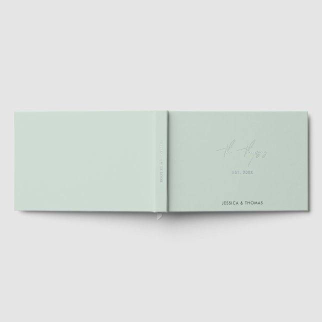 Visitas Libro de firmas de boda personalizado verde (Lleno)