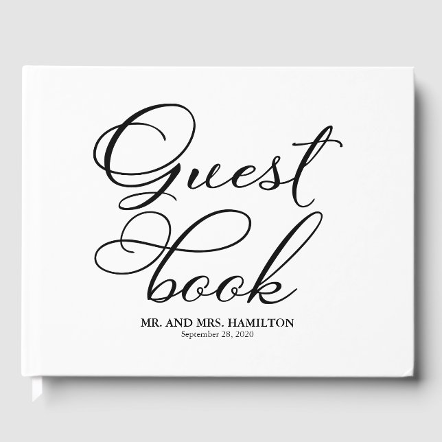 Visitas Libro de Firmas de Boda Sencillo Caligrafía Elegan (Anverso)