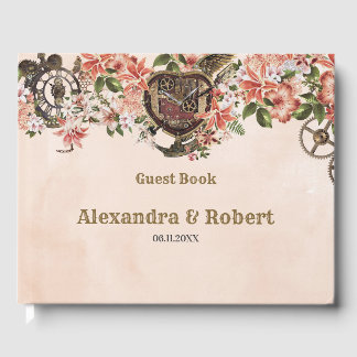 Visitas Libro de firmas de boda steampunk floral