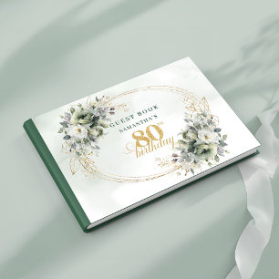 Visitas Libro de firmas de cumpleaños 80 Botánico Boho Rom