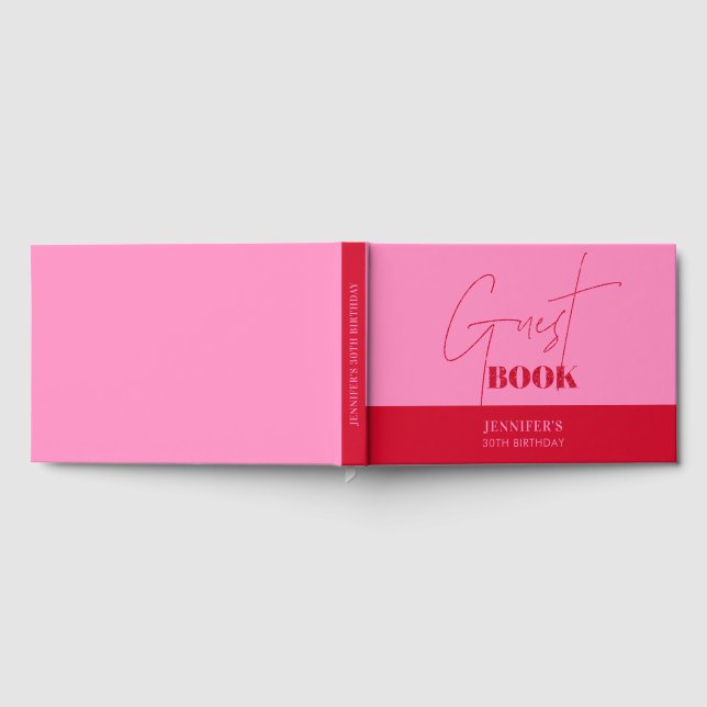 Visitas Libro de firmas de cumpleaños con escritura en ros (Lleno)