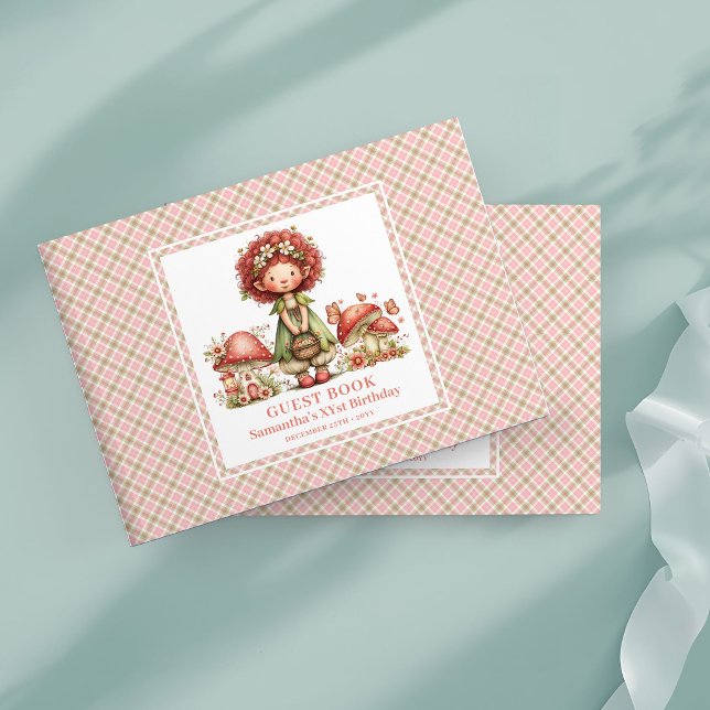 Visitas Libro de firmas de cumpleaños de niña hada soñador (Dreamy Fairy Pink Floral Girl Birthday Guest Book)