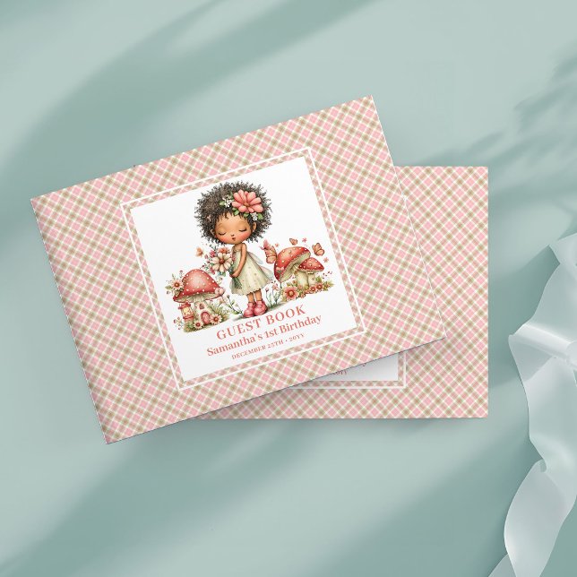 Visitas Libro de firmas de flores rosadas para el sexto cu (Whimsy Fairy 6th Birthday Pink Flowers Guest Book)
