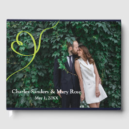 Visitas Libro de firmas de fotos de casados retro hojas tr