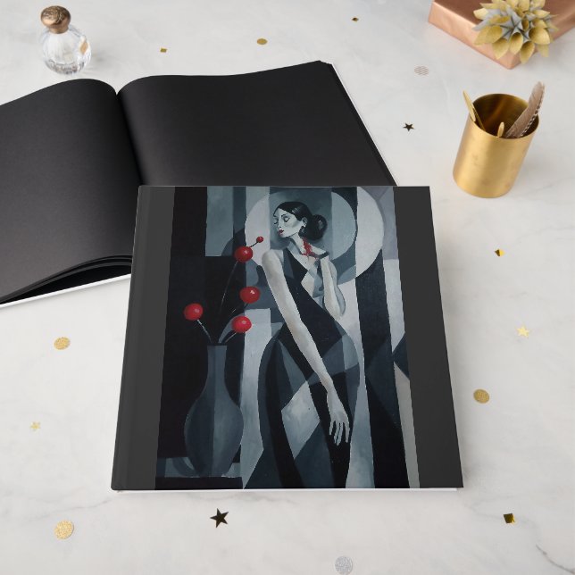 Visitas Libro de firmas de mujer Art Deco Silent Pulse (Anverso Abierto)