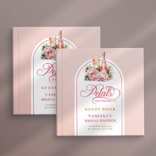 Visitas Libro de firmas de pétalos y prosecco dorado rosa
